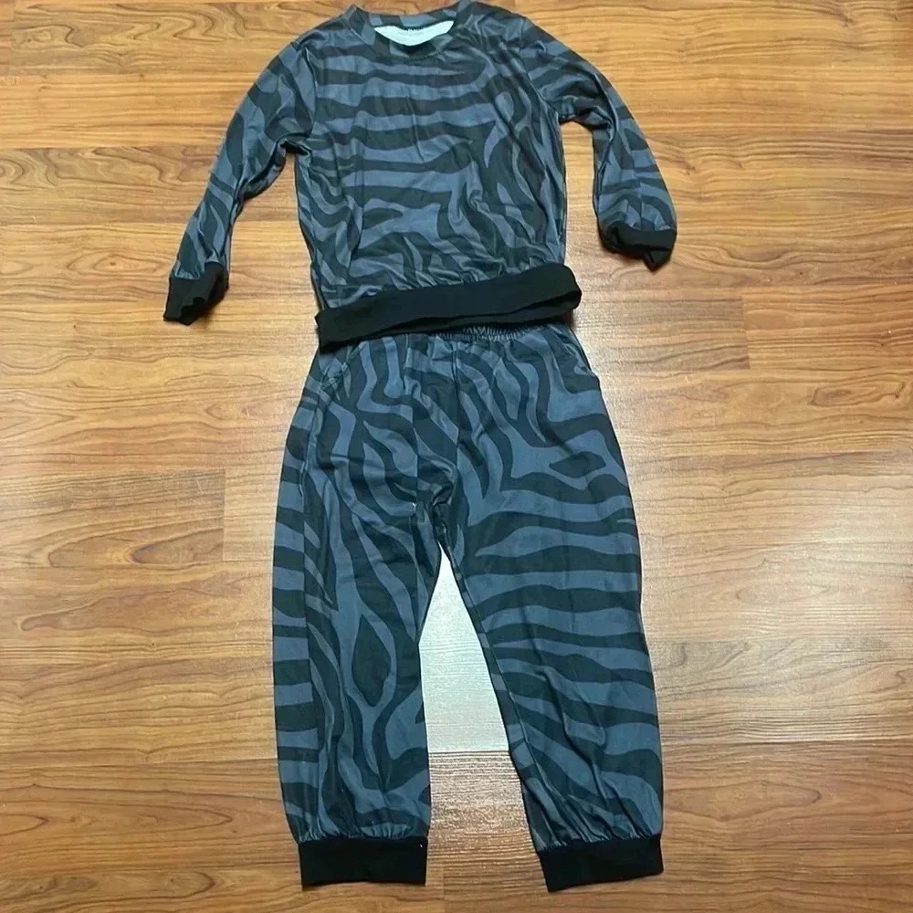 Toddler girl zebra black lounge set